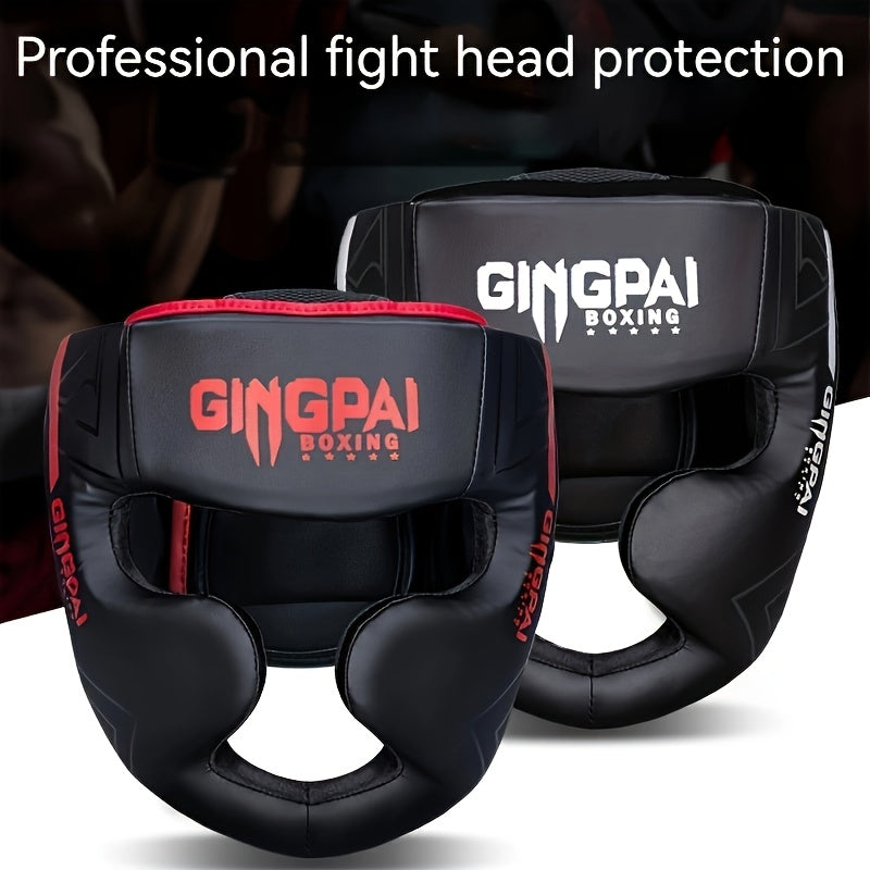 Professioneller Muay Thai & MMA Kopfschutz - Stoßdämpfende Verstärkte Polsterung, Ergonomisches Design für Boxen, Kickboxen, Thailändisches Boxen - Langlebige Trainingsausrüstung für Erwachsene (Weiß/Rot/Schwarz)