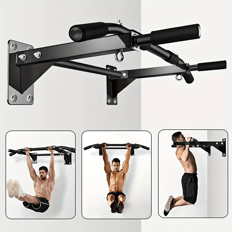 1 Stück Eisen Wandmontierte Pull-Up-Bar, Stabile Dreieckstruktur, Heimgymnastik Einzel-/Doppelbar für Pull-Ups, Bodybuilding & Fitnessausrüstung, Schwarz