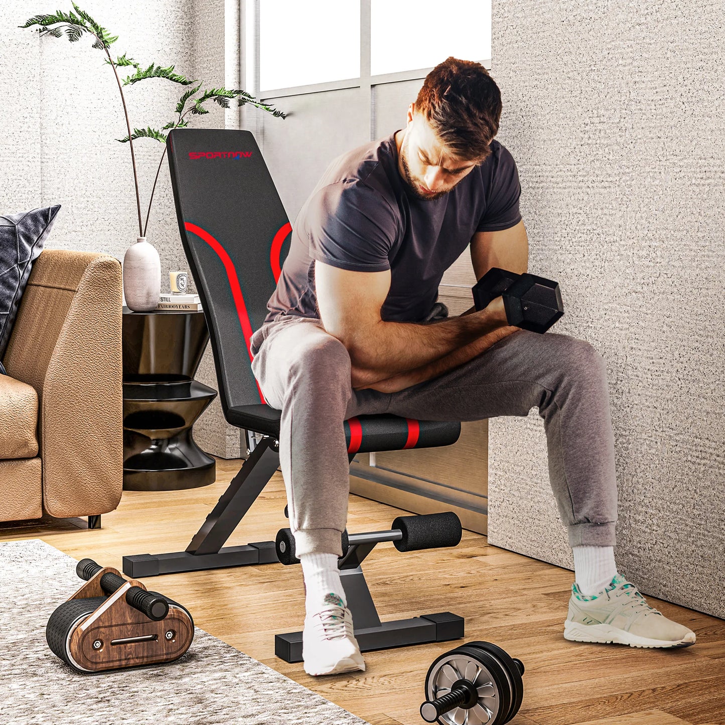 Weight Bench Adjustable Bodybuilding Bench Foldable Full Body Training Abdominal Bench