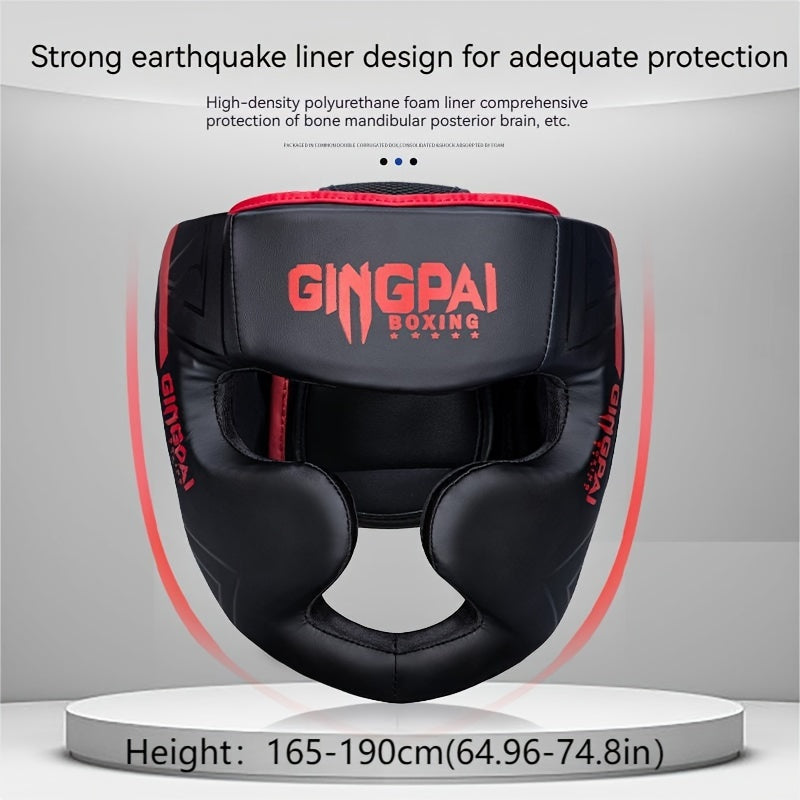 Professioneller Muay Thai & MMA Kopfschutz - Stoßdämpfende Verstärkte Polsterung, Ergonomisches Design für Boxen, Kickboxen, Thailändisches Boxen - Langlebige Trainingsausrüstung für Erwachsene (Weiß/Rot/Schwarz)