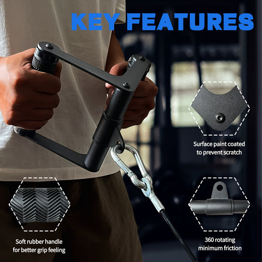 BeruFexp Universal Iron Rowing Machine Handle Attachment with 360° Rotating Handle, Secure Knob, Anti-Corrosion Coating – Maximum Load 299.37 kg – for Full-Body Workouts and Strength Training