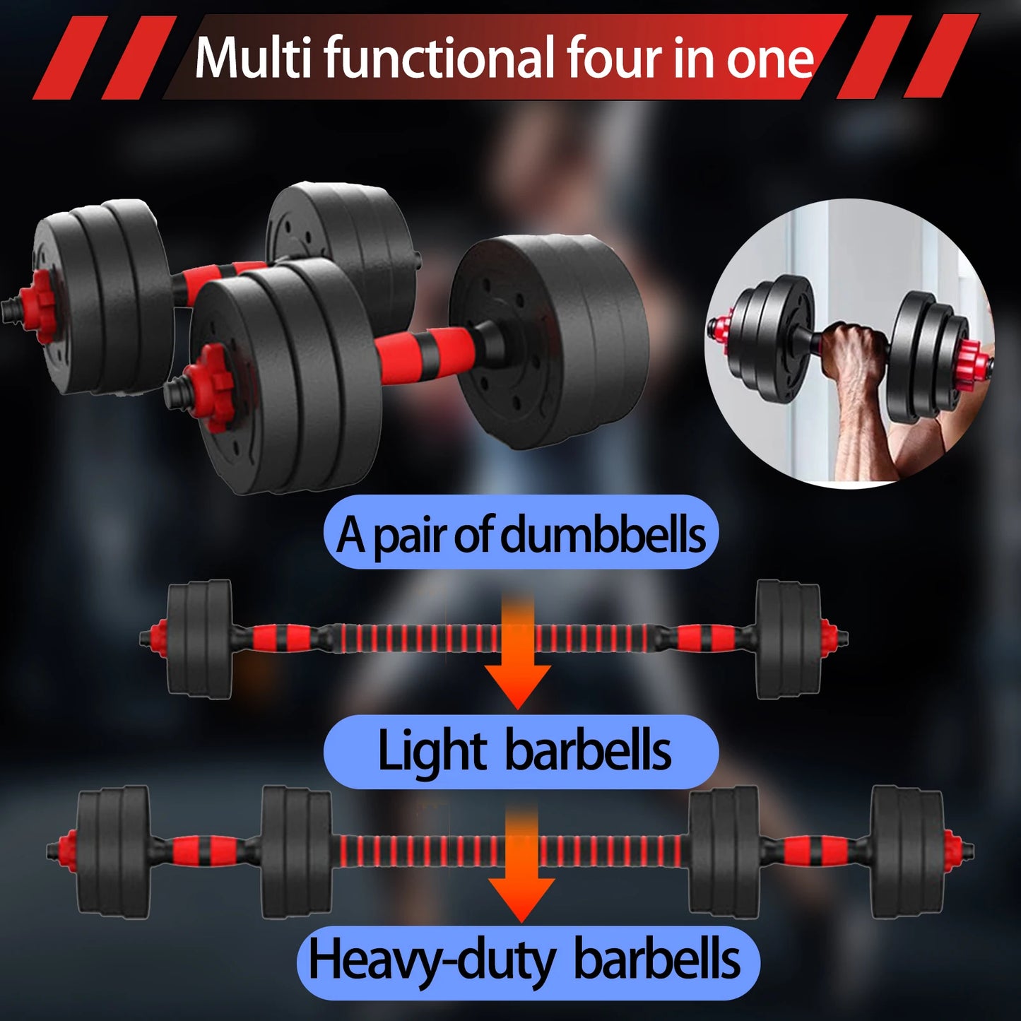 10Kg/20Kg Dumbbell Men's Fitness Home Equipment Adjustable Weight Family Dormitory Special Arm Muscle Training Men's and Women's Set Barbell