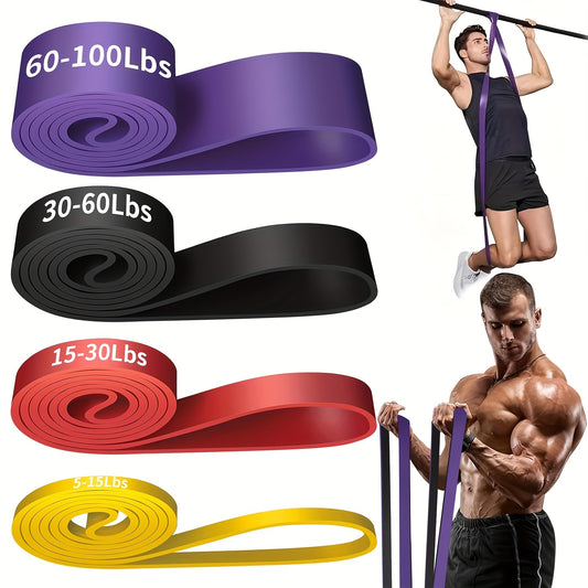 4er-Set Widerstandsbänder mit stapelbarer Spannung - Trainings- und Klimmzug-Hilfsbänder für Muskeltraining, Workout, Fitness, Shaping - Mittlere Spannungsstufe, TPE-Material - Geeignet für Fitnessstudio, Zuhause, Outdoor-Einsatz