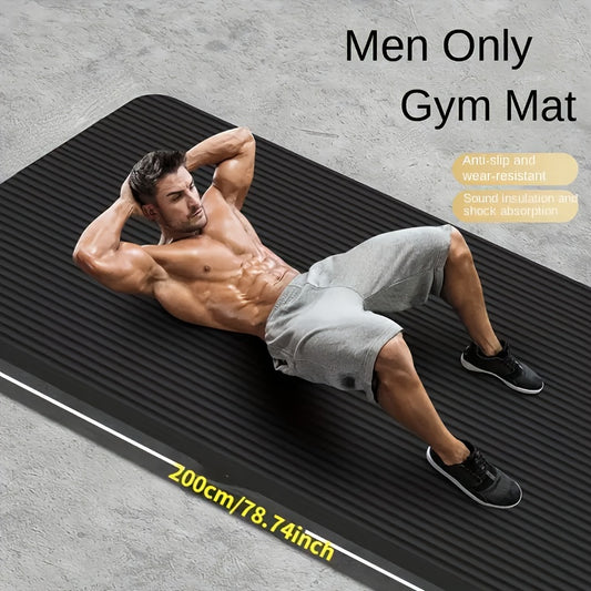 1 Stück Extra Große Rutschfeste Yoga-Matte - Dicke, Robuste NBR-Übungs-Matte Für Den Heim-Gym, Leise Und Stoßabsorbierende Fitness-Matte Für Männer Und Frauen, Ideal Für Yoga, Pilates Und Tanz, Schwarz Mit Weißer Streifen-Design